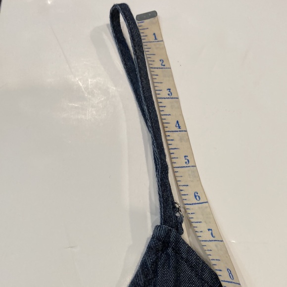 Mudd navy blue denim romper, tuxedo button, elastic waist, front size M (J1072) - Picture 14 of 14